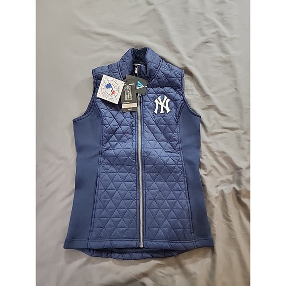 New York Yankees Women's Levelwear By MLB  Pearl Blue Vest Jacket Size Small NWT - Picture 1 of 11